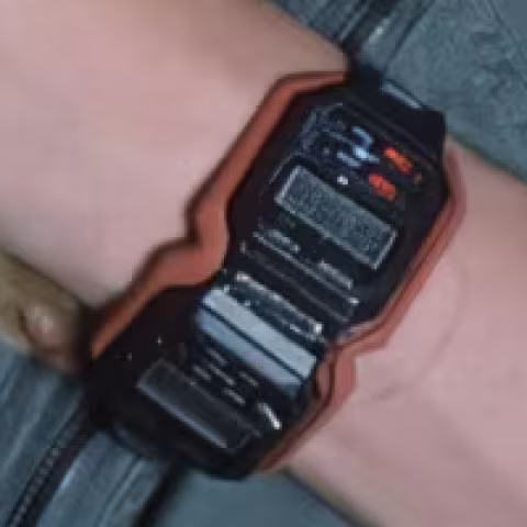 Casio Dual F100 Watch (custom prop) close-up