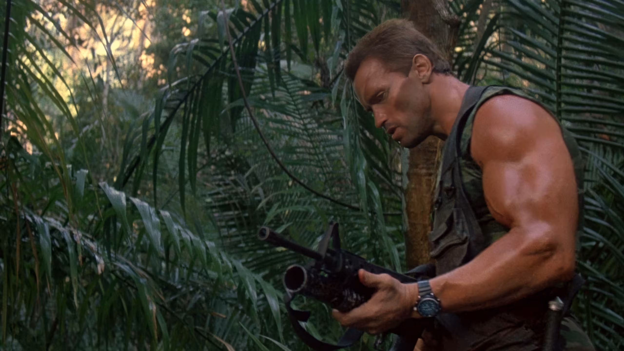 Arnold Schwarzenegger wearing Seiko Hybrid Diver (Arnie) in Predator