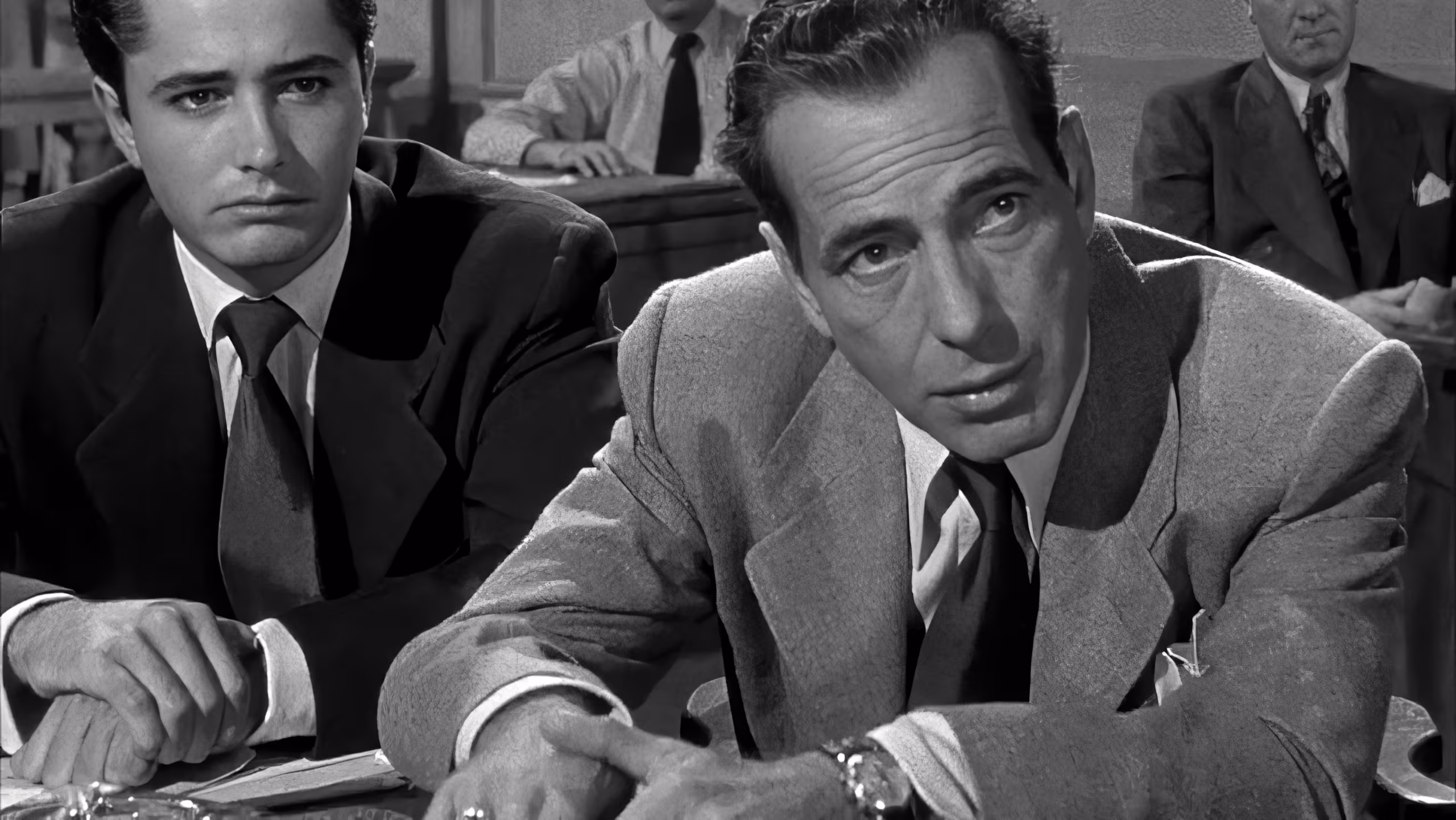 Humphrey Bogart wearing Longines Evidenza in Knock on Any Door