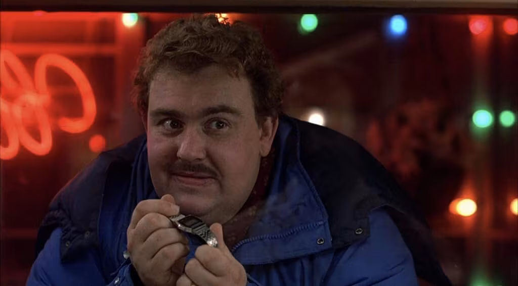 John Candy wearing Casio A159W in Planes, Trains and Automobiles
