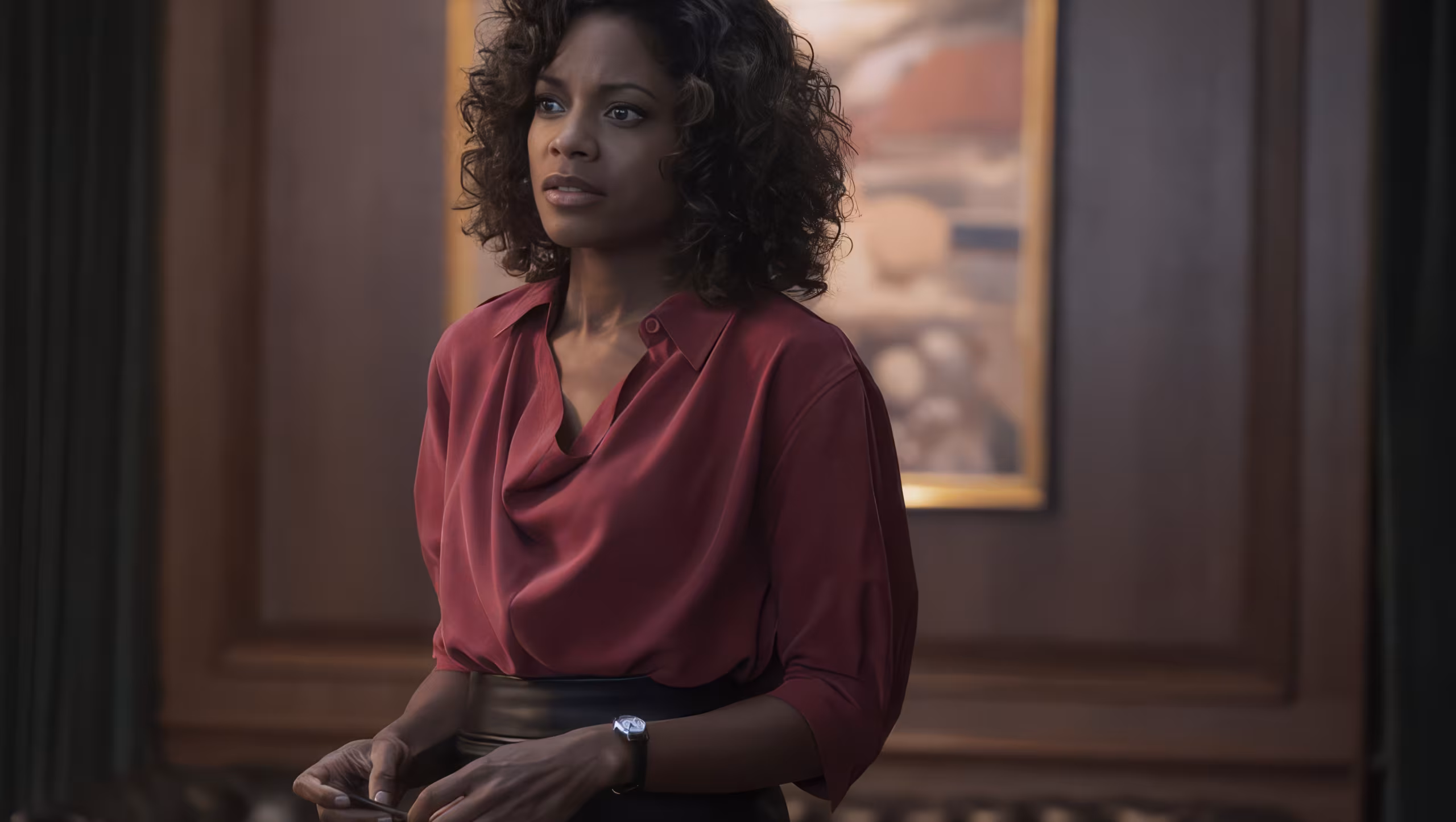 Naomie Harris wearing Omega De Ville in No Time to Die