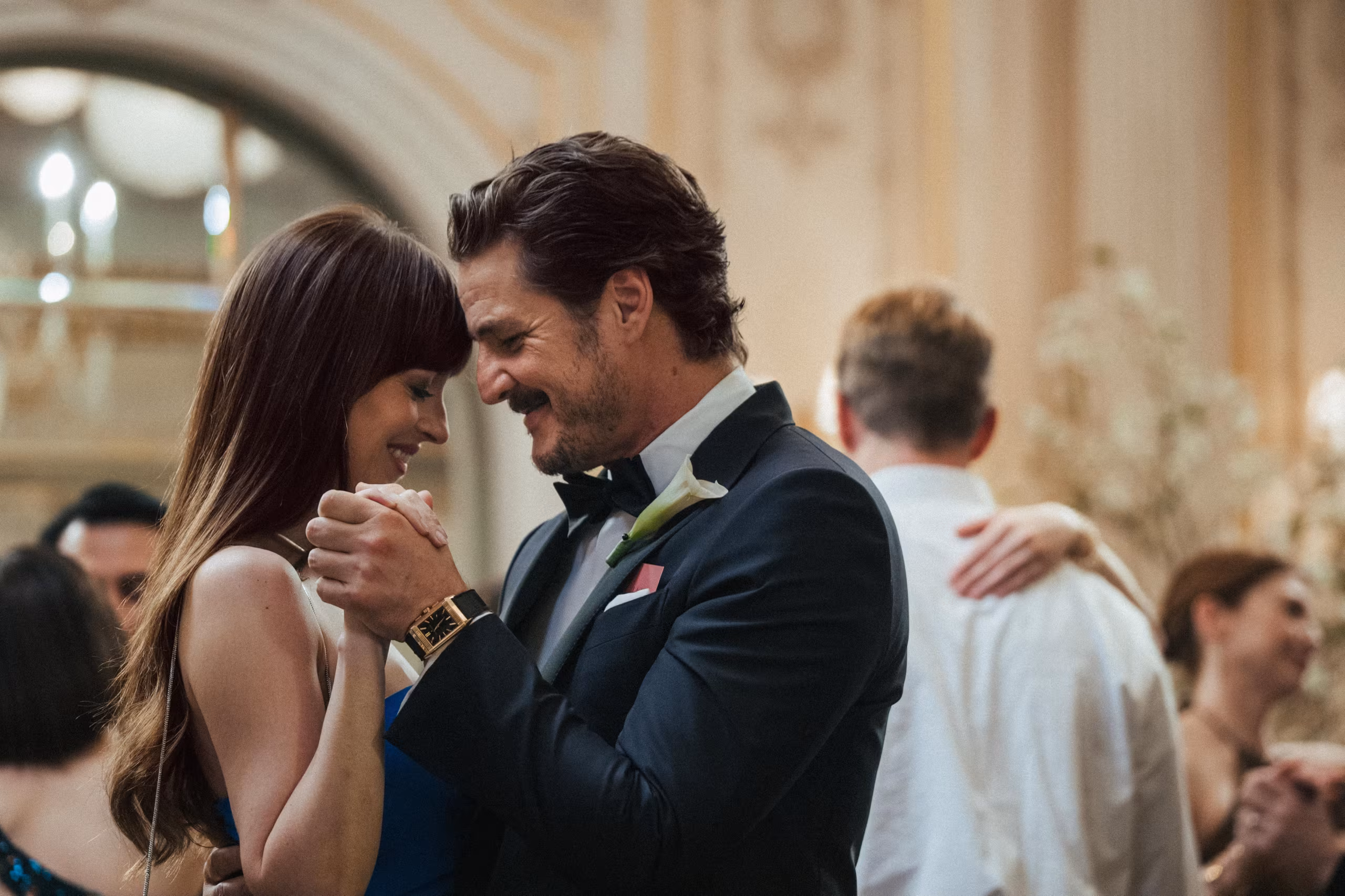 Pedro Pascal wearing Jaeger-LeCoultre Reverso Tribute Chronograph in Materialists