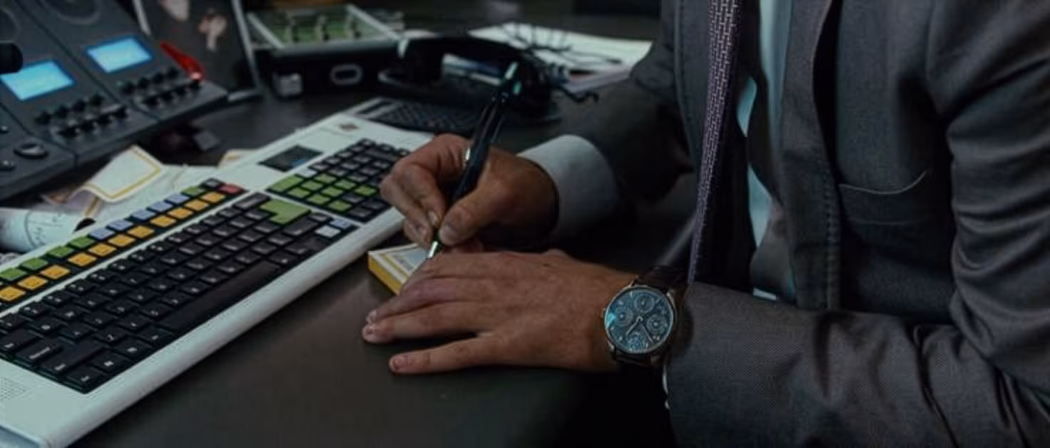 Shia LaBeouf wearing IWC Portugieser Perpetual Calendar in Wall Street: Money Never Sleeps
