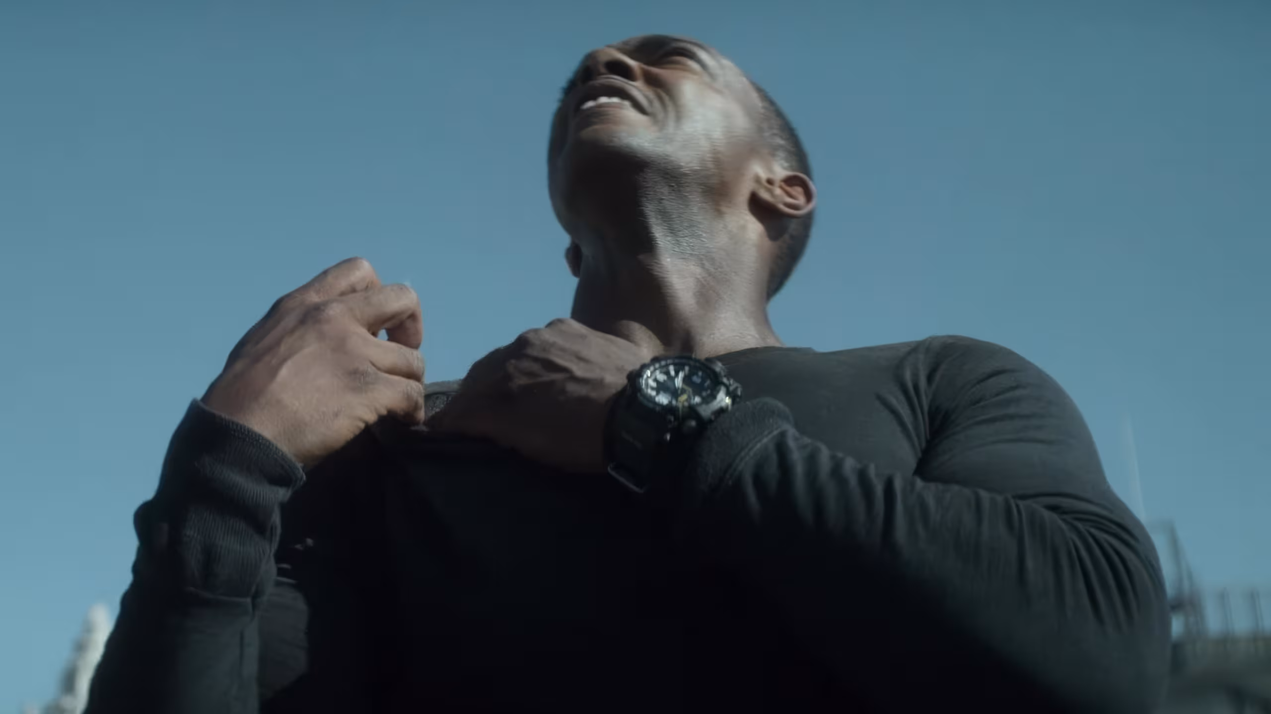 Anthony Mackie wearing Casio G-Shock Mudmaster in Outside the Wire