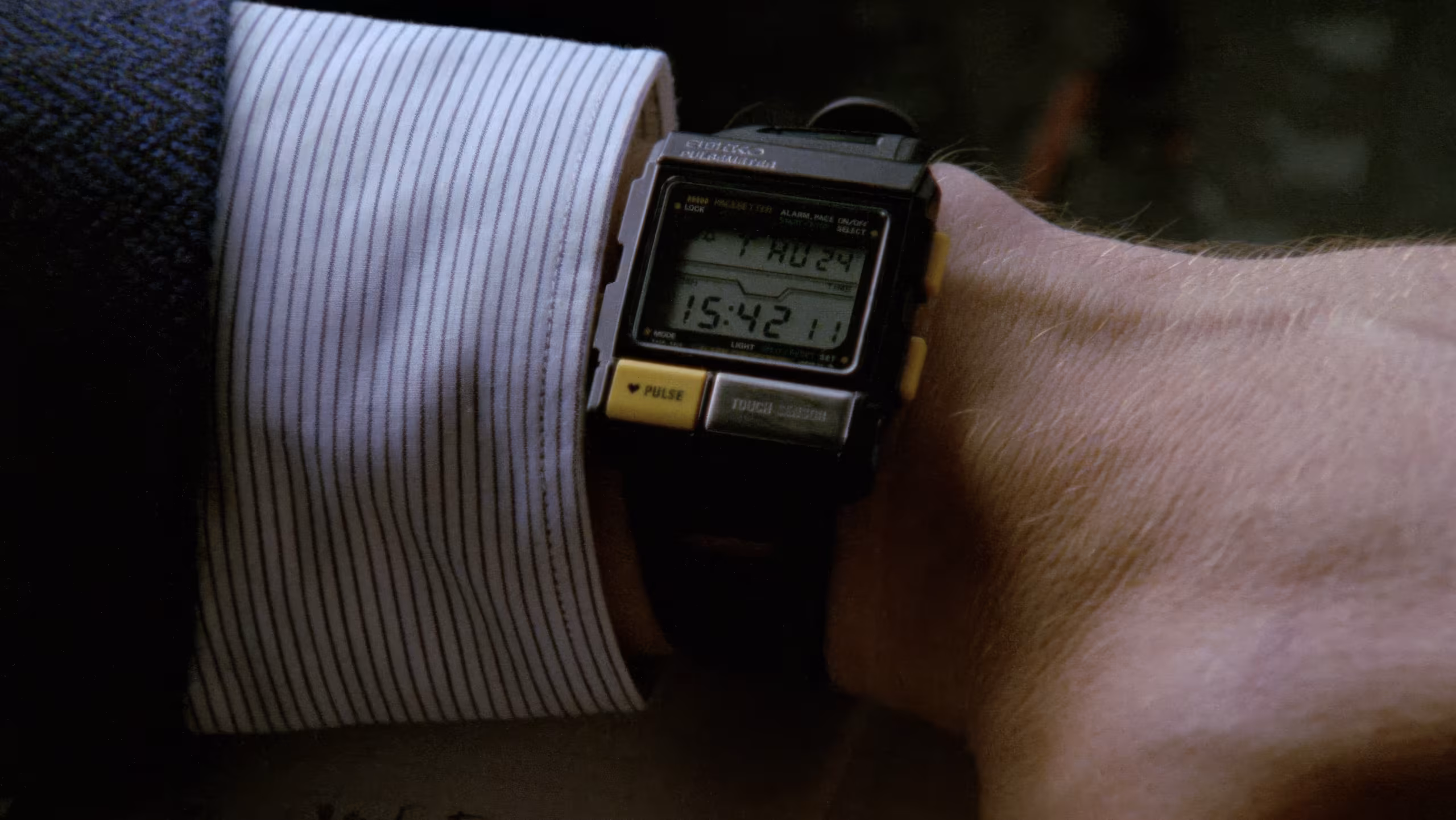 Bernard-Pierre Donnadieu wearing Pulsar Pulsimeter in The Vanishing