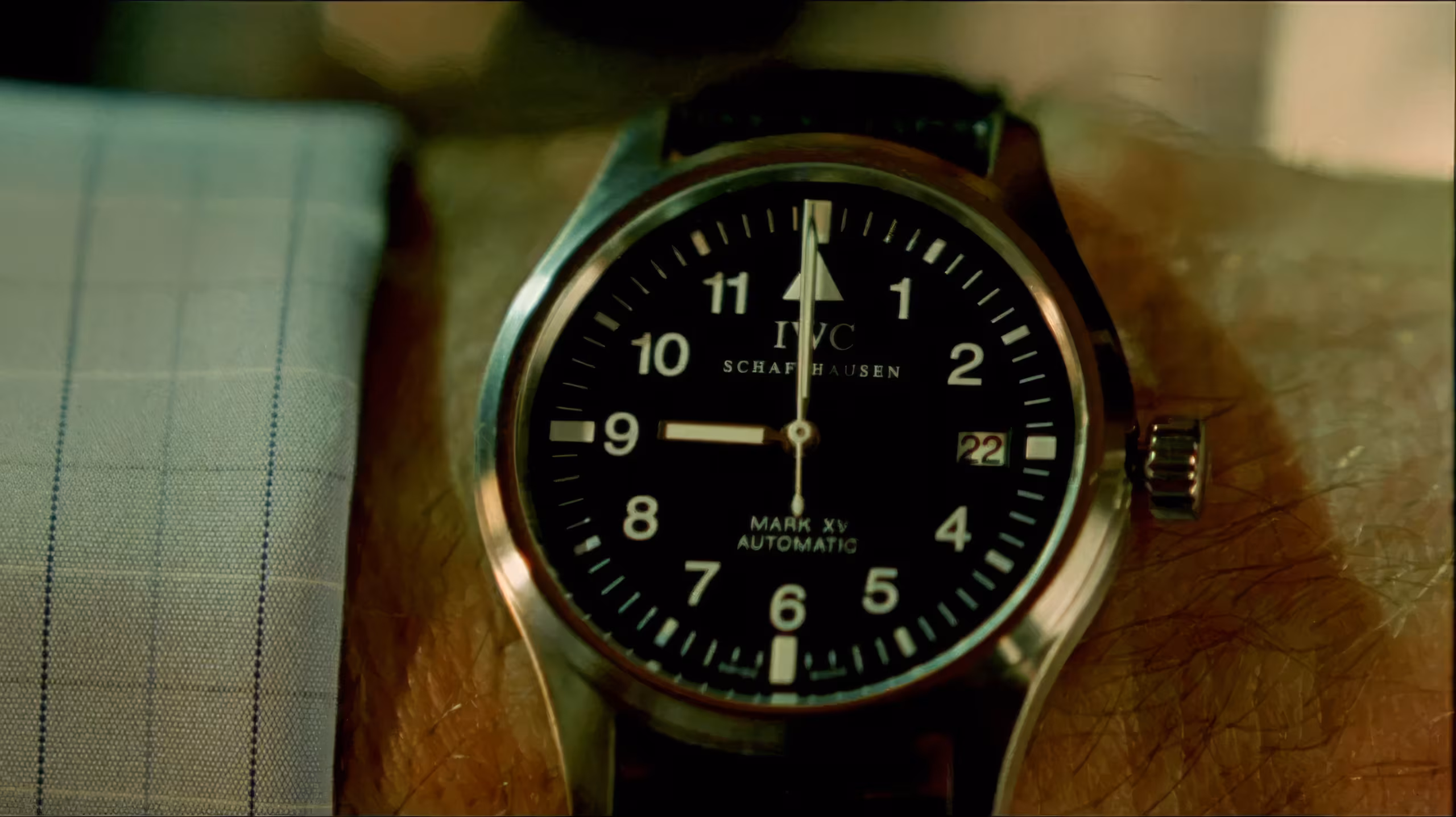 Harrison Ford wearing IWC Pilot's Watches Mark XV in Firewall
