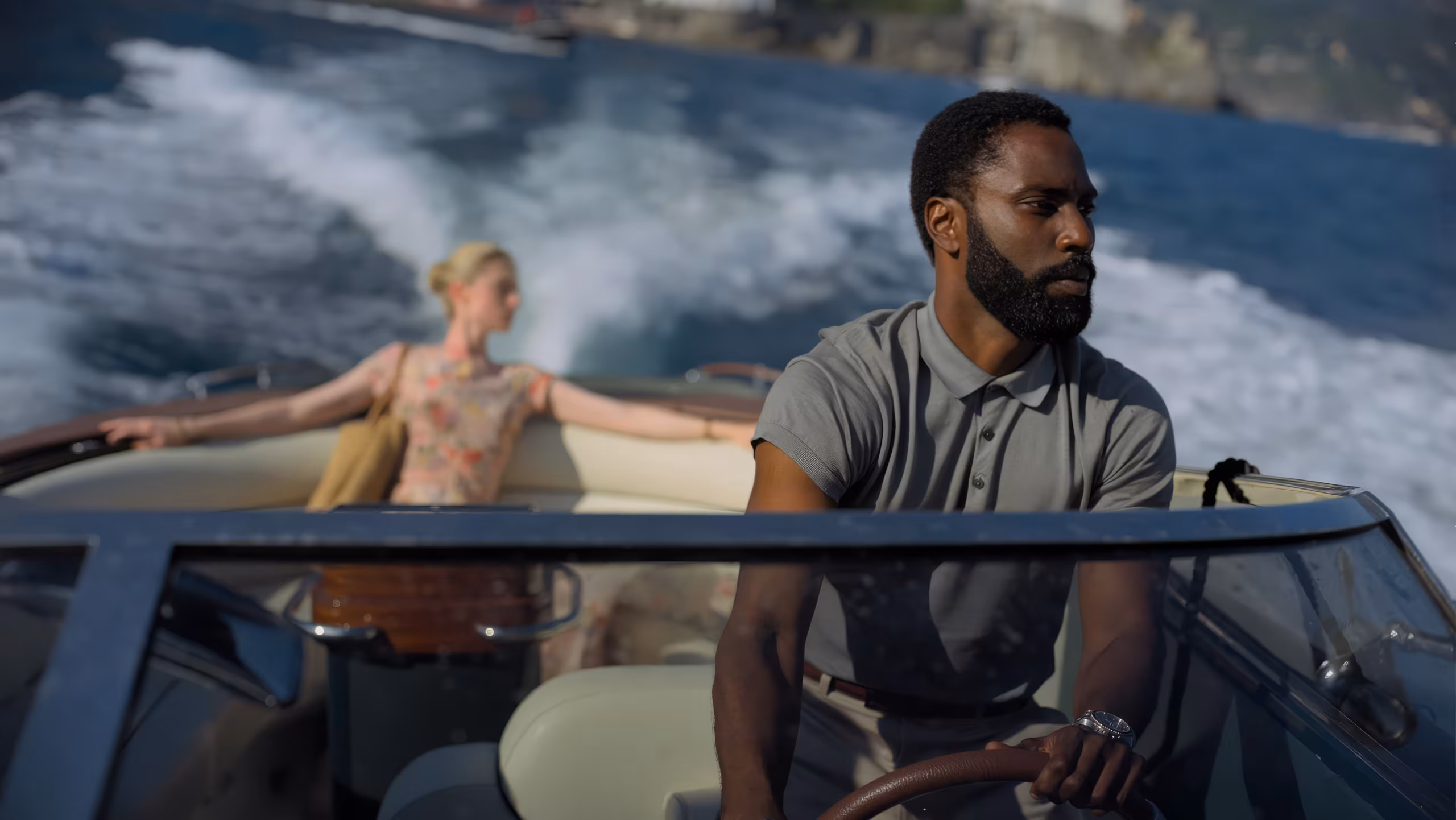 John David Washington wearing Hamilton Jazzmaster in Tenet