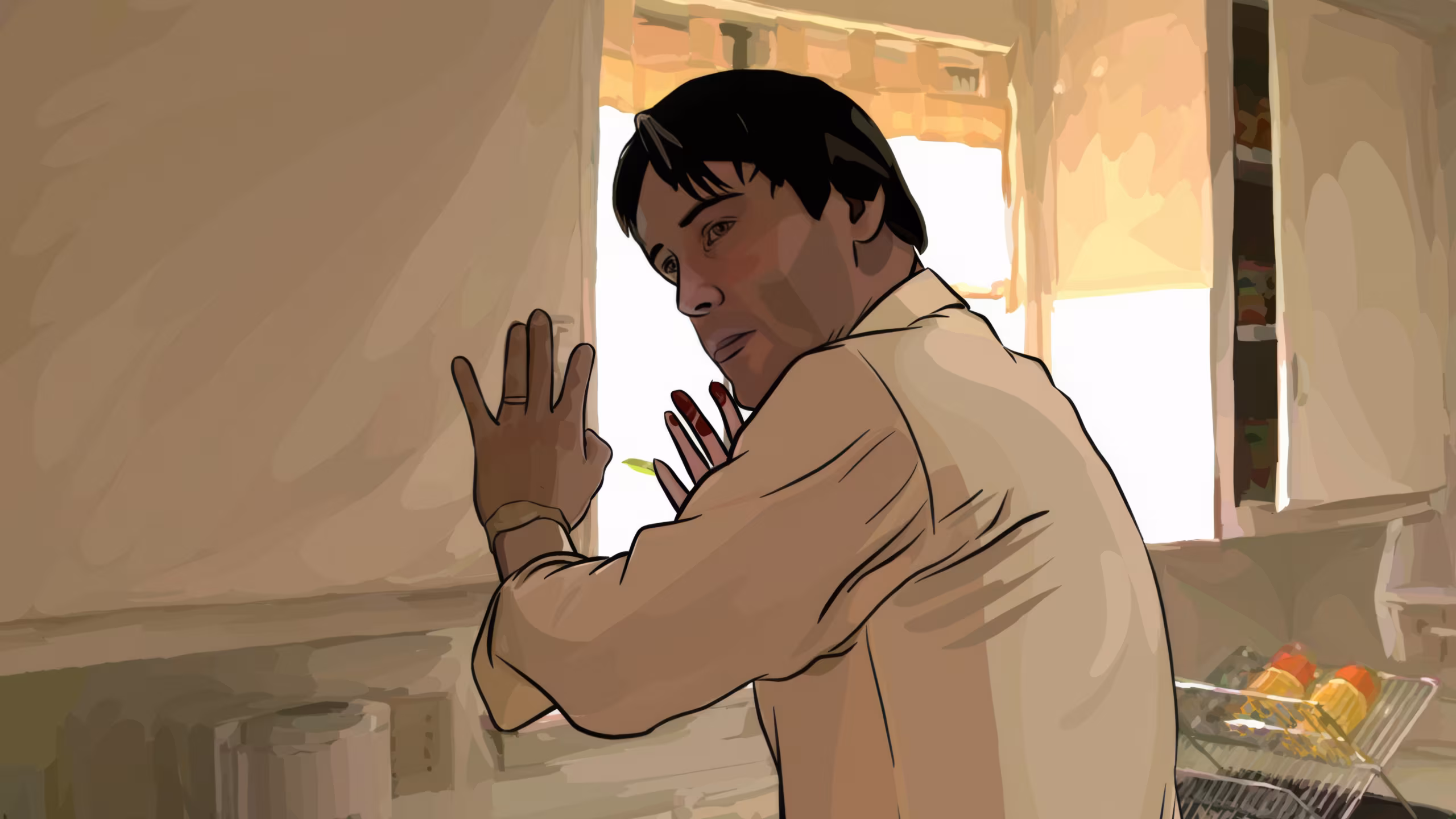 Keanu Reeves wearing Fossil Defender in A Scanner Darkly