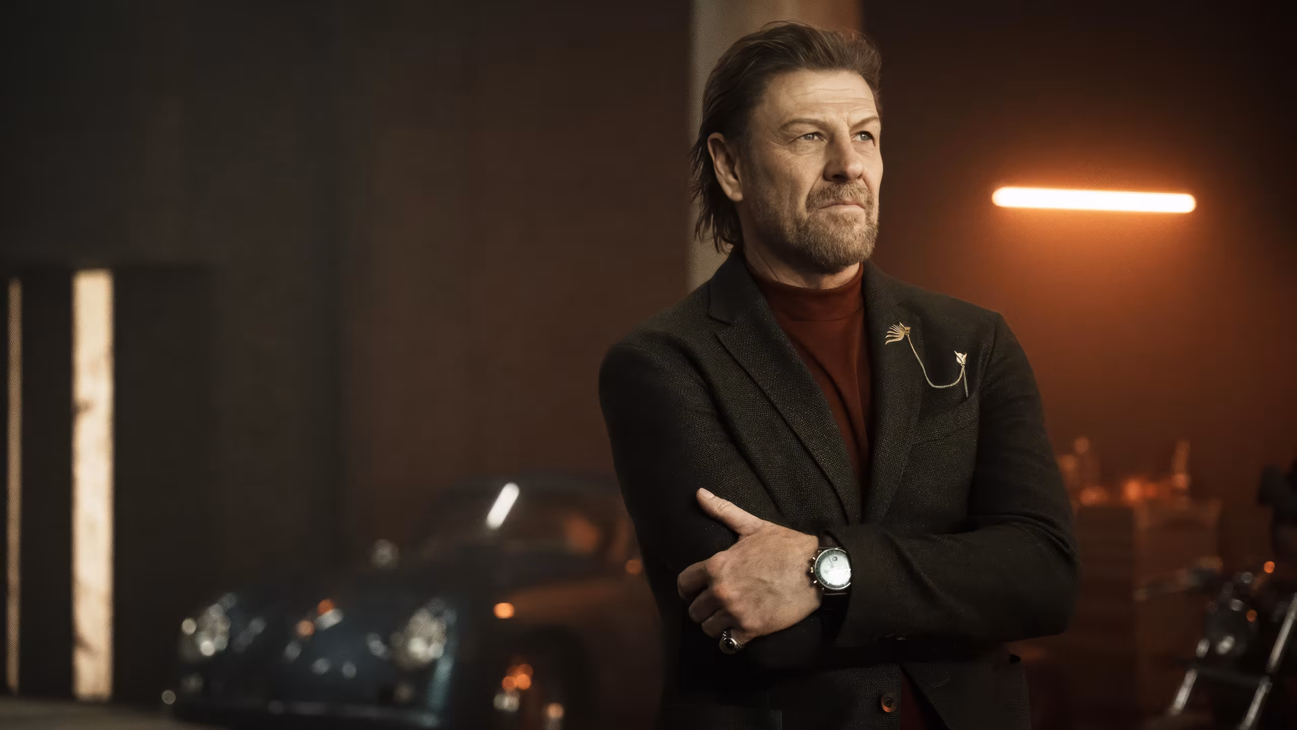 Sean Bean wearing Emporio Armani Chronograph in Knights of the Zodiac
