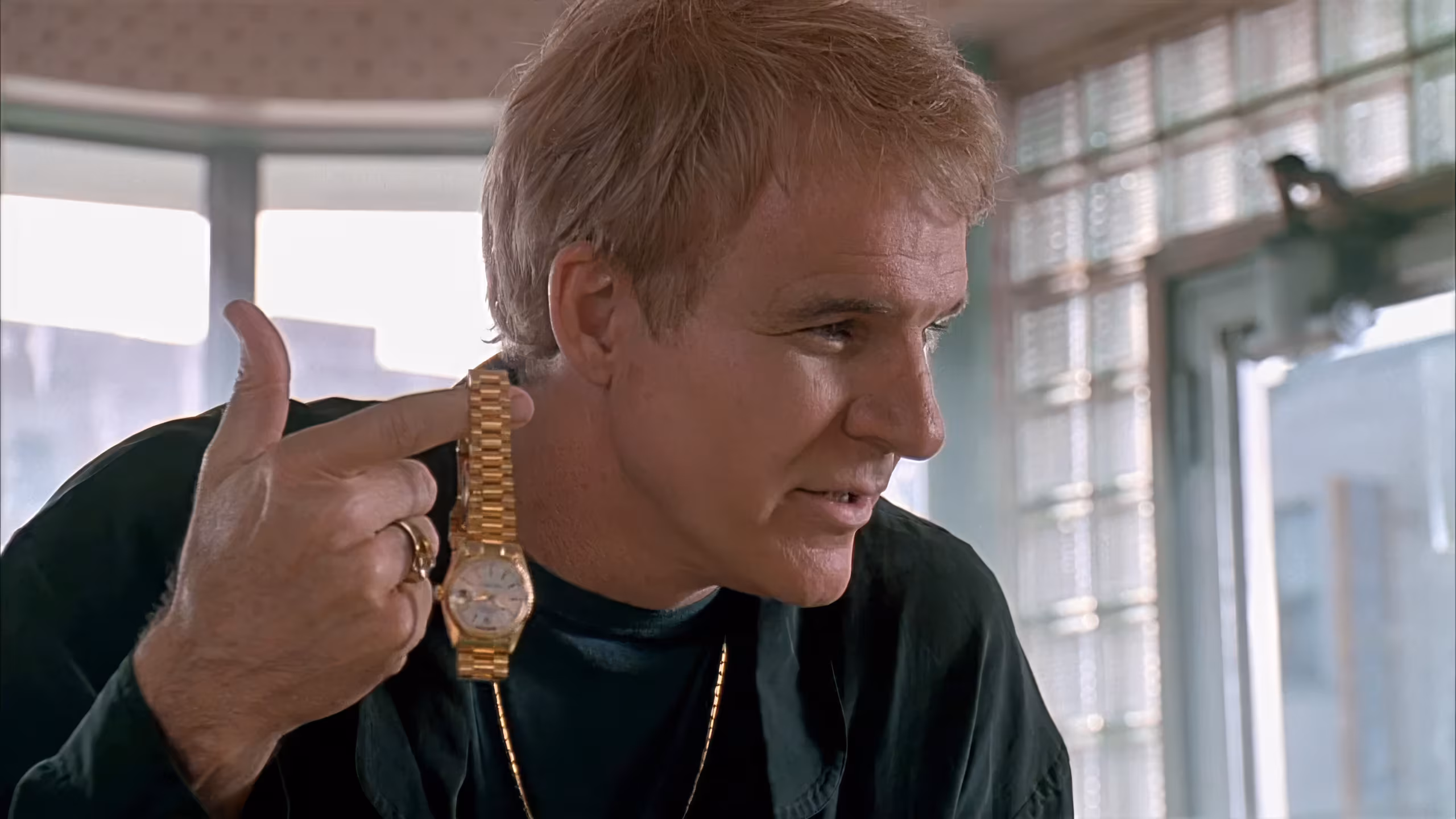 Steve Martin wearing Rolex Day-Date in Leap of Faith