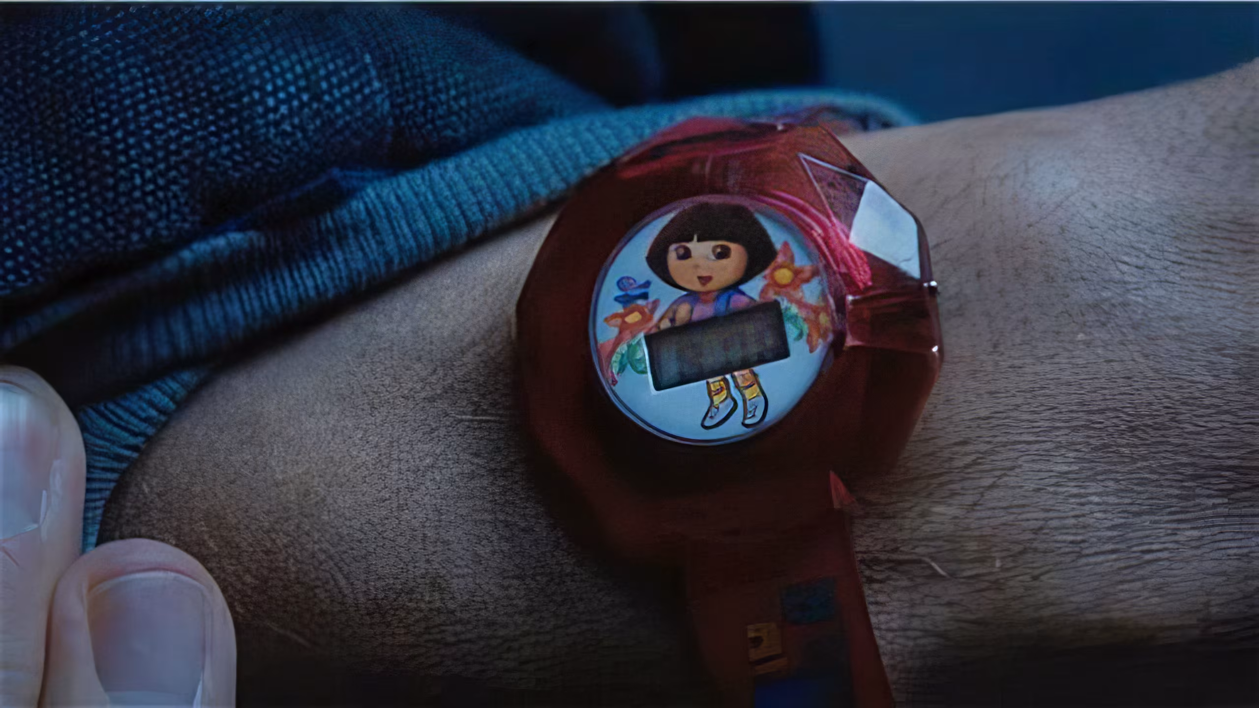 Robert Downey Jr. wearing Nick Jr Dora the Explorer LCD in Iron Man 3