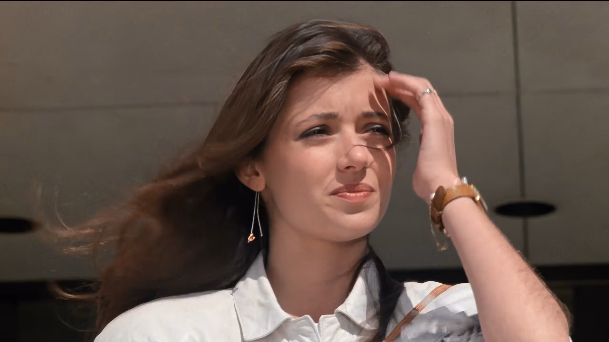 Mia Sara wearing Cartier Tank in Ferris Bueller's Day Off