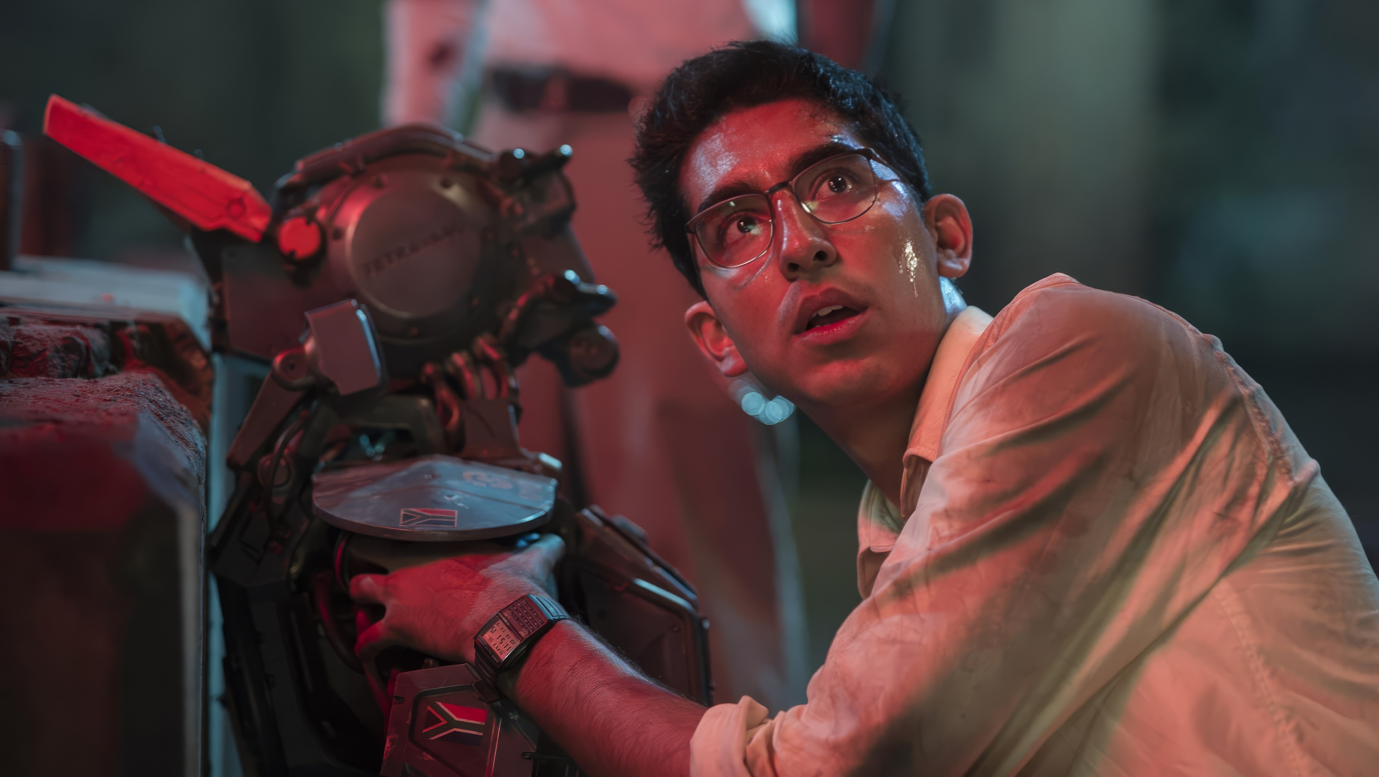 Dev Patel wearing Casio Databank DBC-32 in Chappie