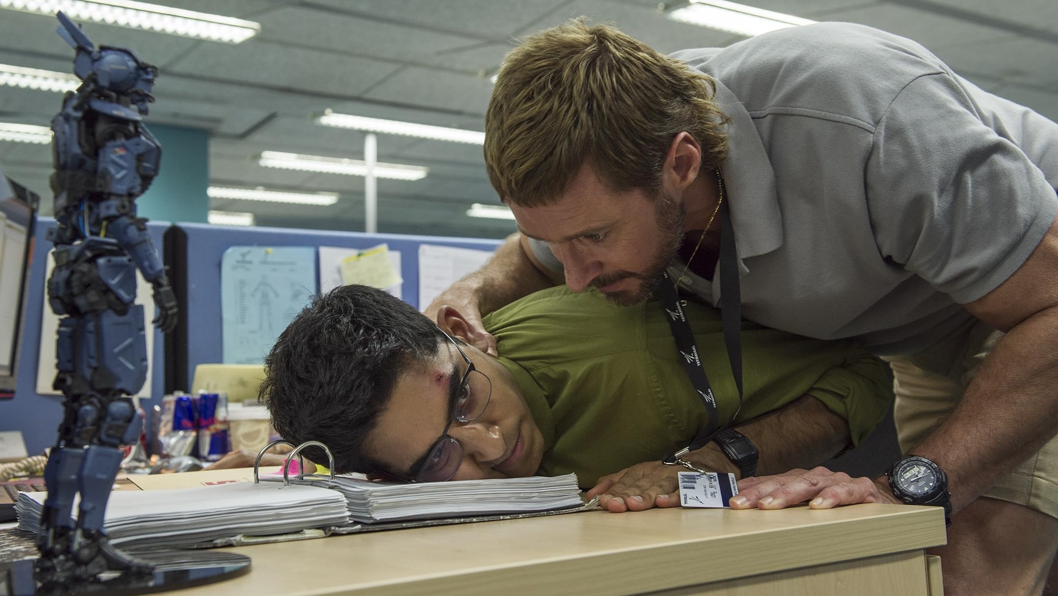 Hugh Jackman wearing Casio Pro Trek in Chappie