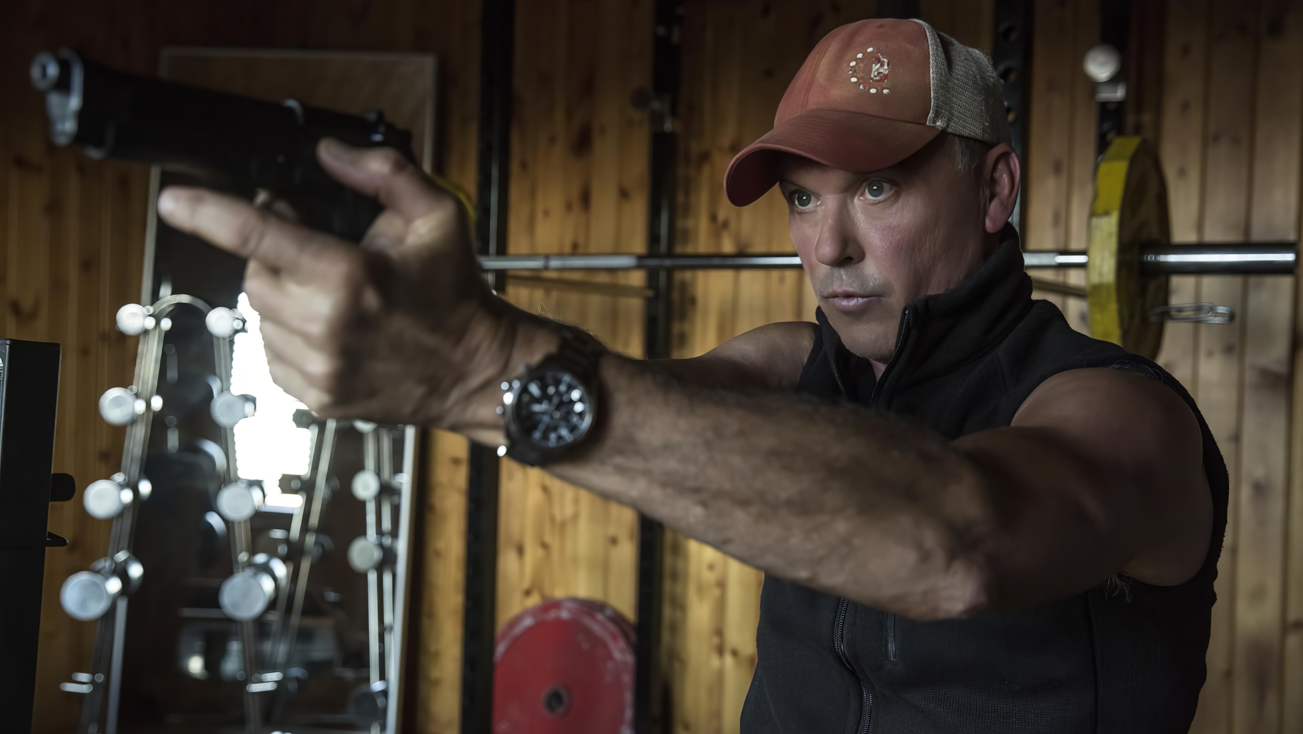 Michael Keaton wearing Hamilton Khaki Aviation in American Assassin