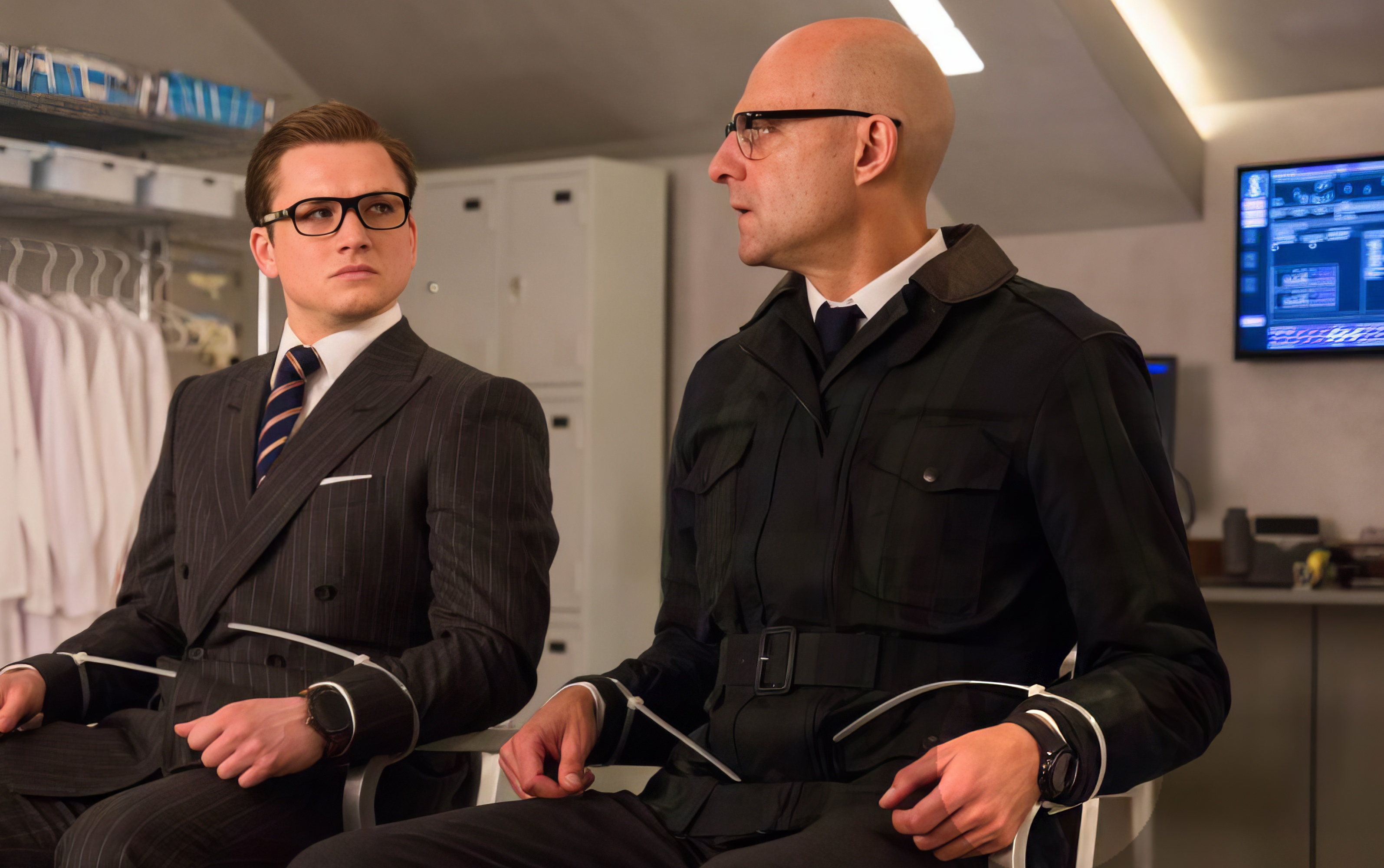 Mark Strong wearing TAG Heuer Connected in Kingsman: The Golden Circle