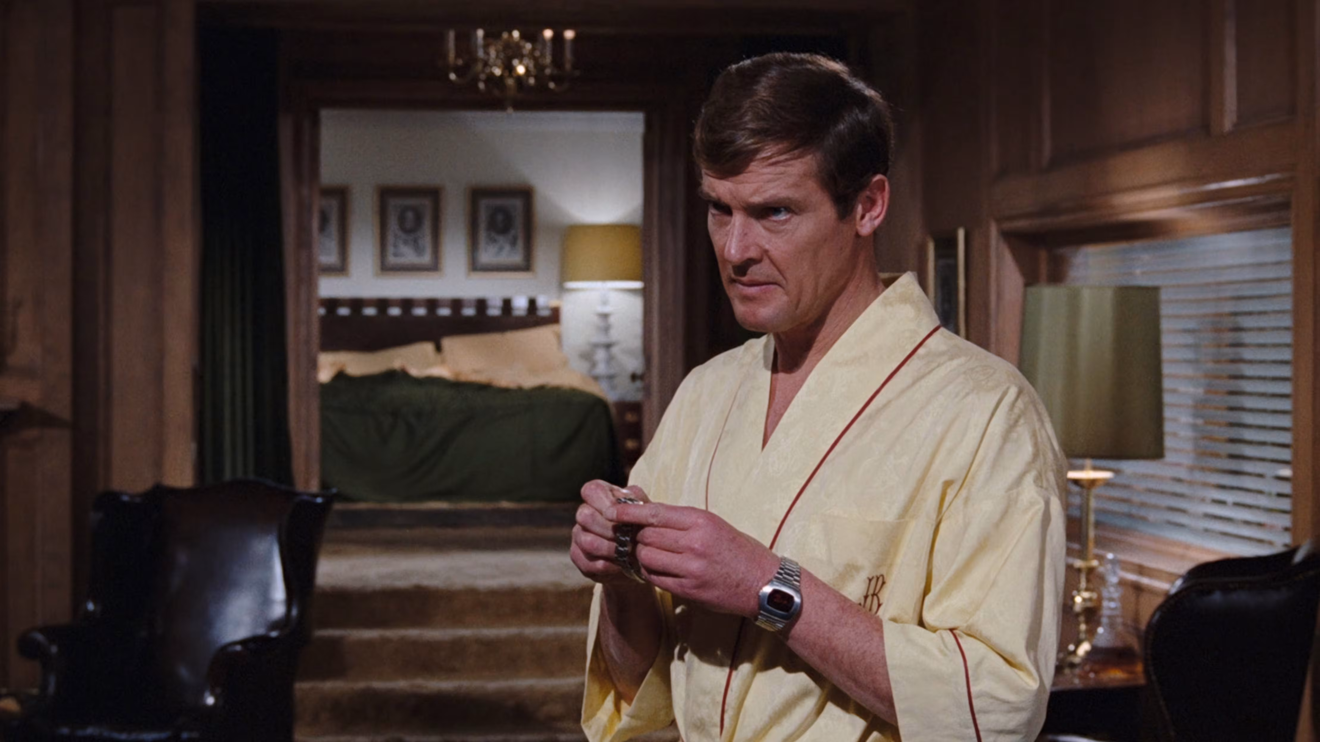 Roger Moore wearing Hamilton Pulsar P2 in Live and Let Die
