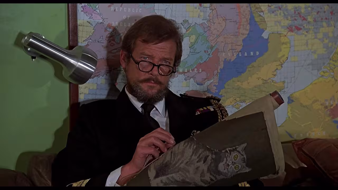 Roger Moore wearing Seiko Golden Tuna in North Sea Hijack