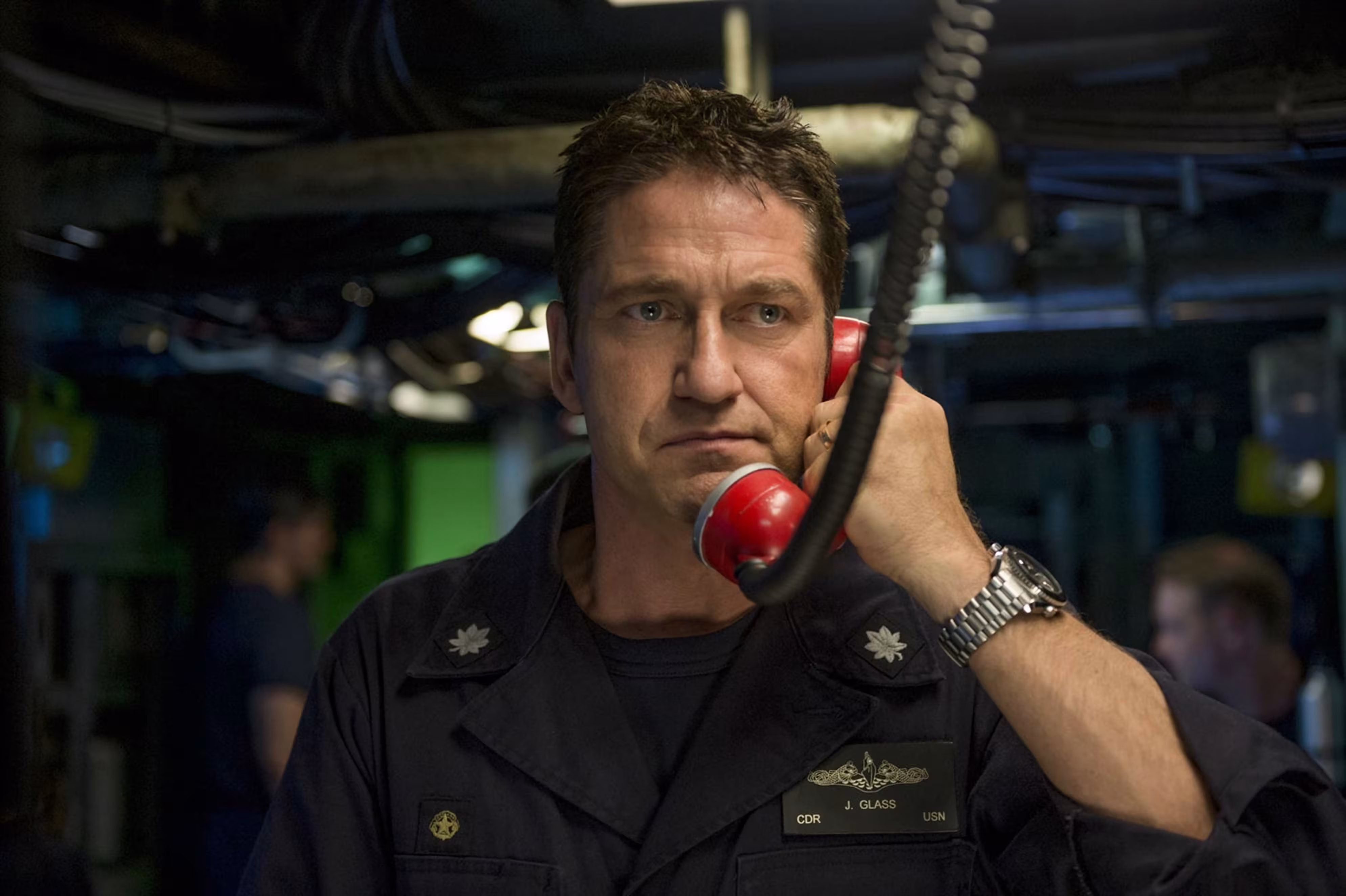 Gerard Butler wearing Omega Seamaster in Hunter Killer