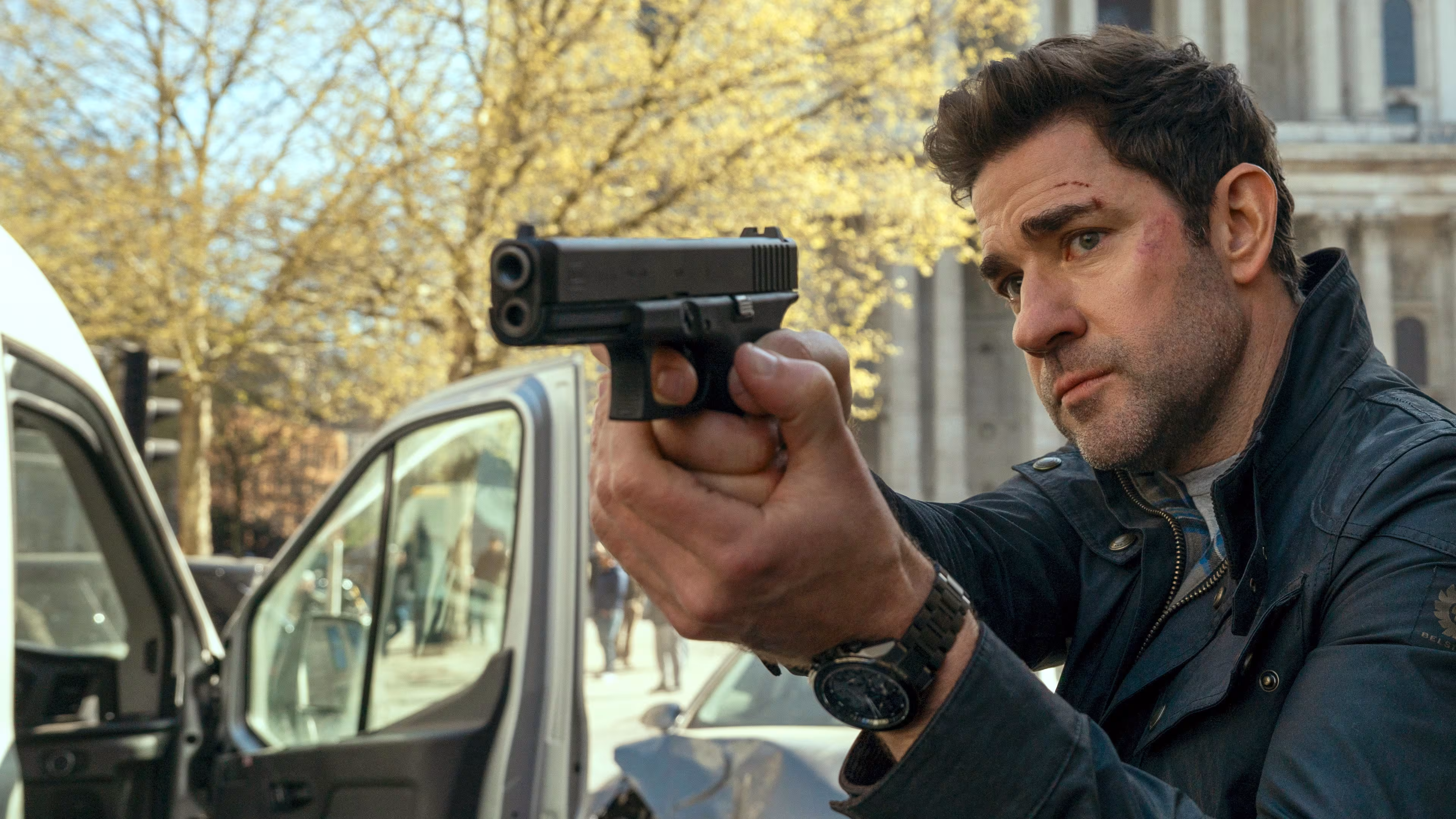 John Krasinski wearing Citizen ATTESA Super Titanium in Tom Clancy's Jack Ryan: Ghost War