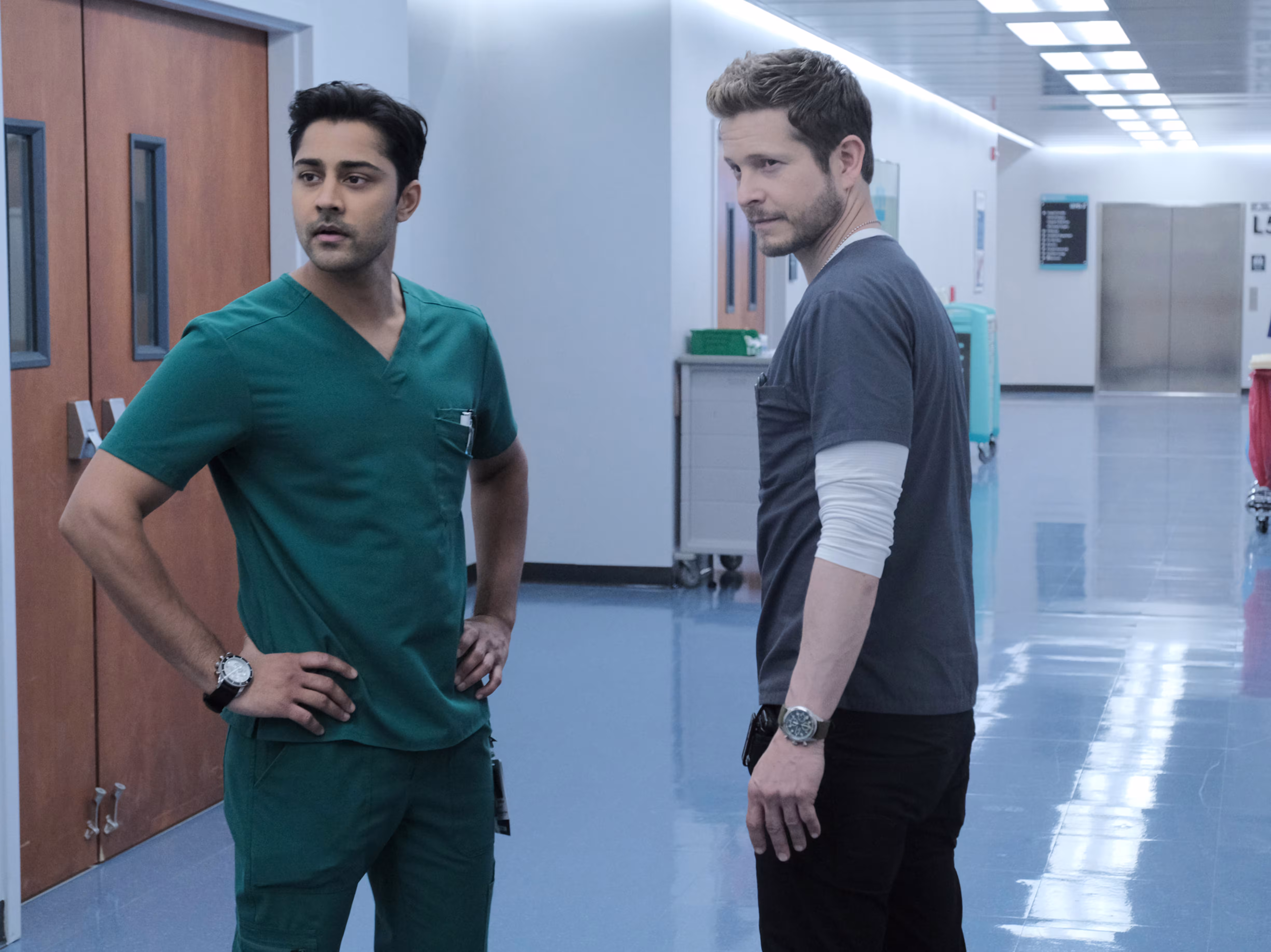 Manish Dayal wearing Seiko Diver in The Resident